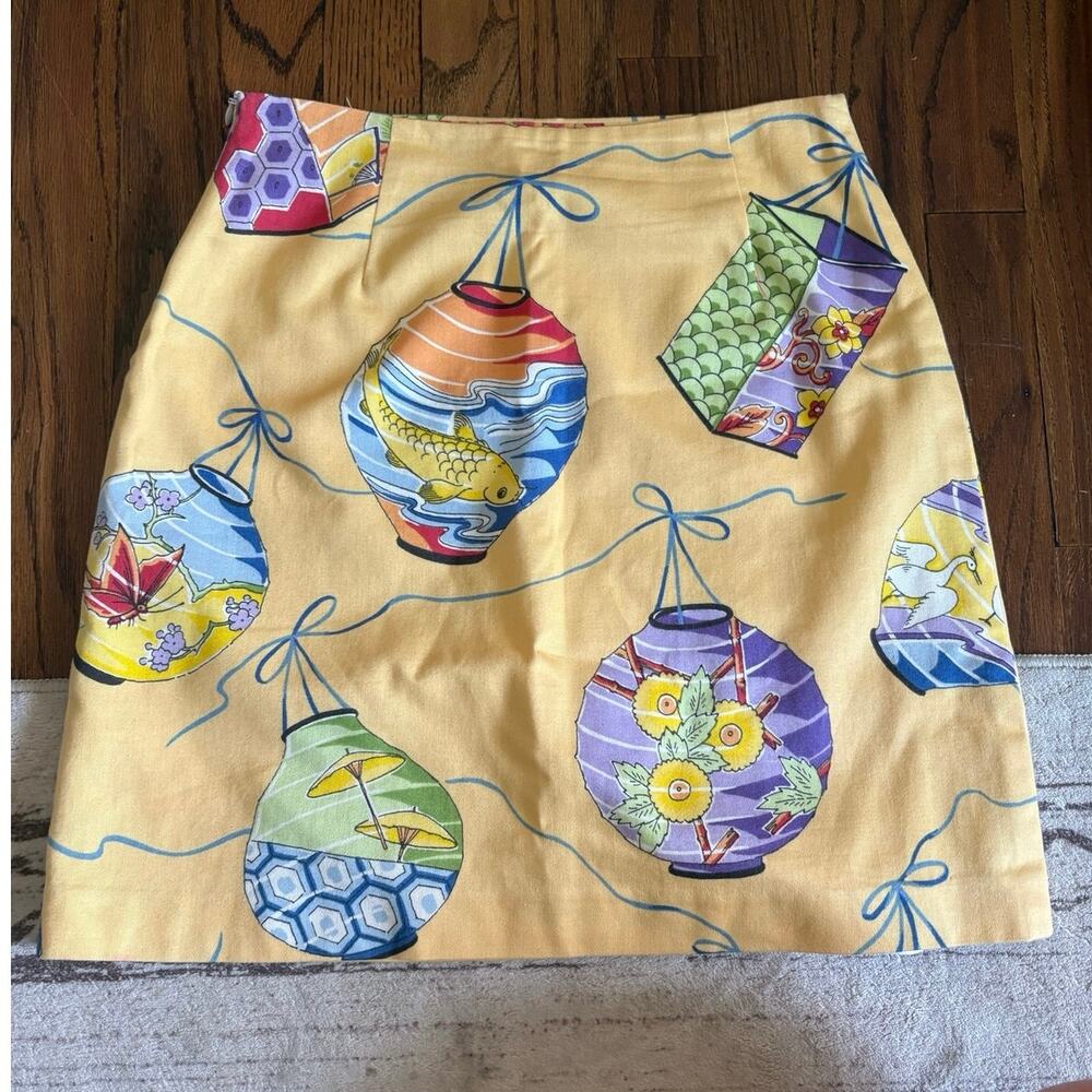 Patricia Paris Designs Mini Skirt Koi Fish Paper Lanterns Yellow Size 6 Rare - Picture 2 of 6